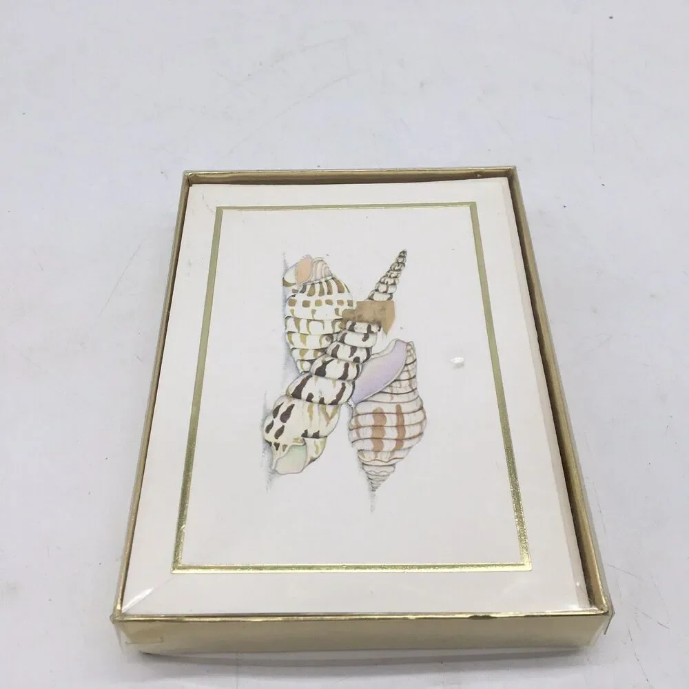 Sea Shell Note Cards Set  10 Stationery Creative Papers Gibson Beach Shells VTG